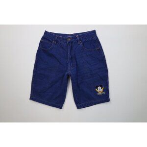 Vintage 90s Disney Mens 30 Distressed Spell Out Mickey Mouse Denim Jean Shorts